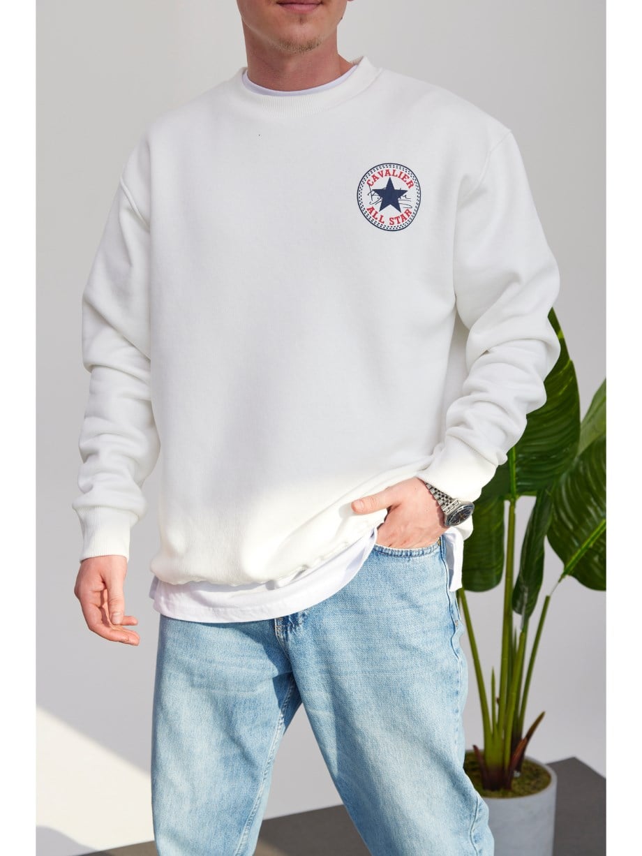 Nomarc Oilers Basic Beyaz Sweatshirt