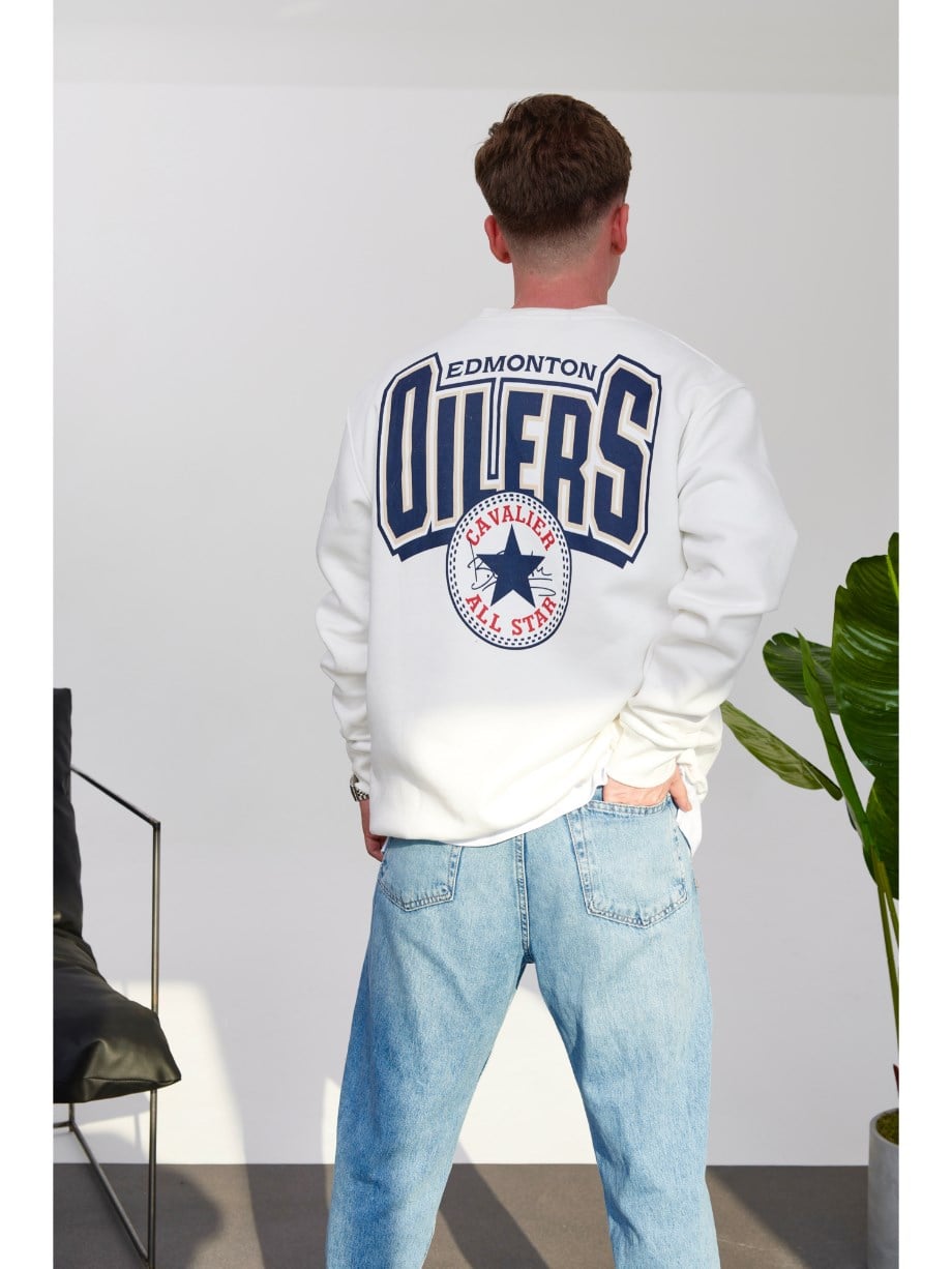 Nomarc Oilers Basic Beyaz Sweatshirt