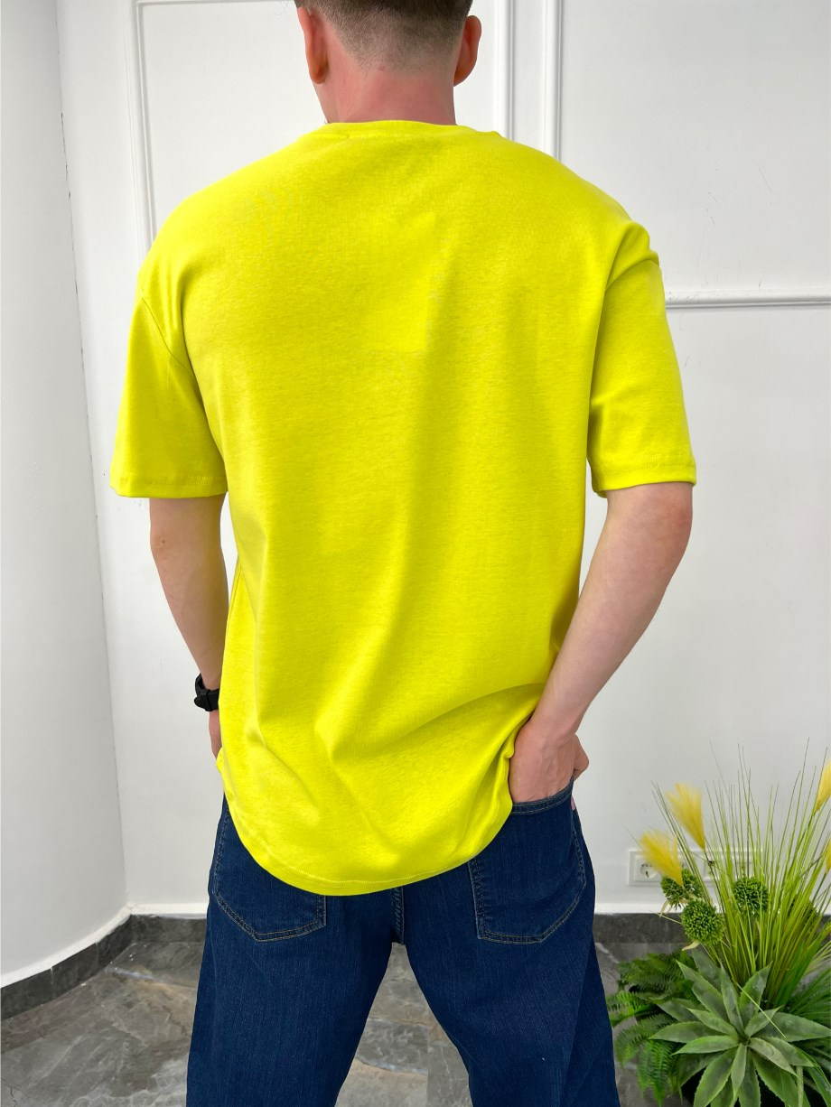 Nomarc Oval Kesim Basic Fosforlu Sarı Tshirt