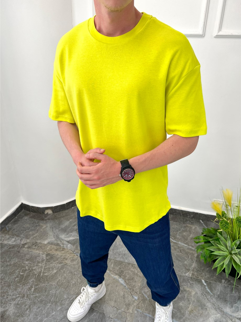 Nomarc Oval Kesim Basic Fosforlu Sarı Tshirt