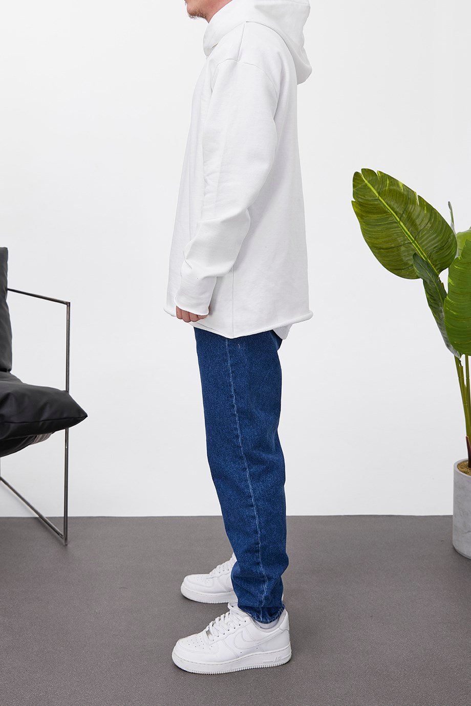 Nomarc Pis Etek Kapüşonlu Beyaz Sweatshirt