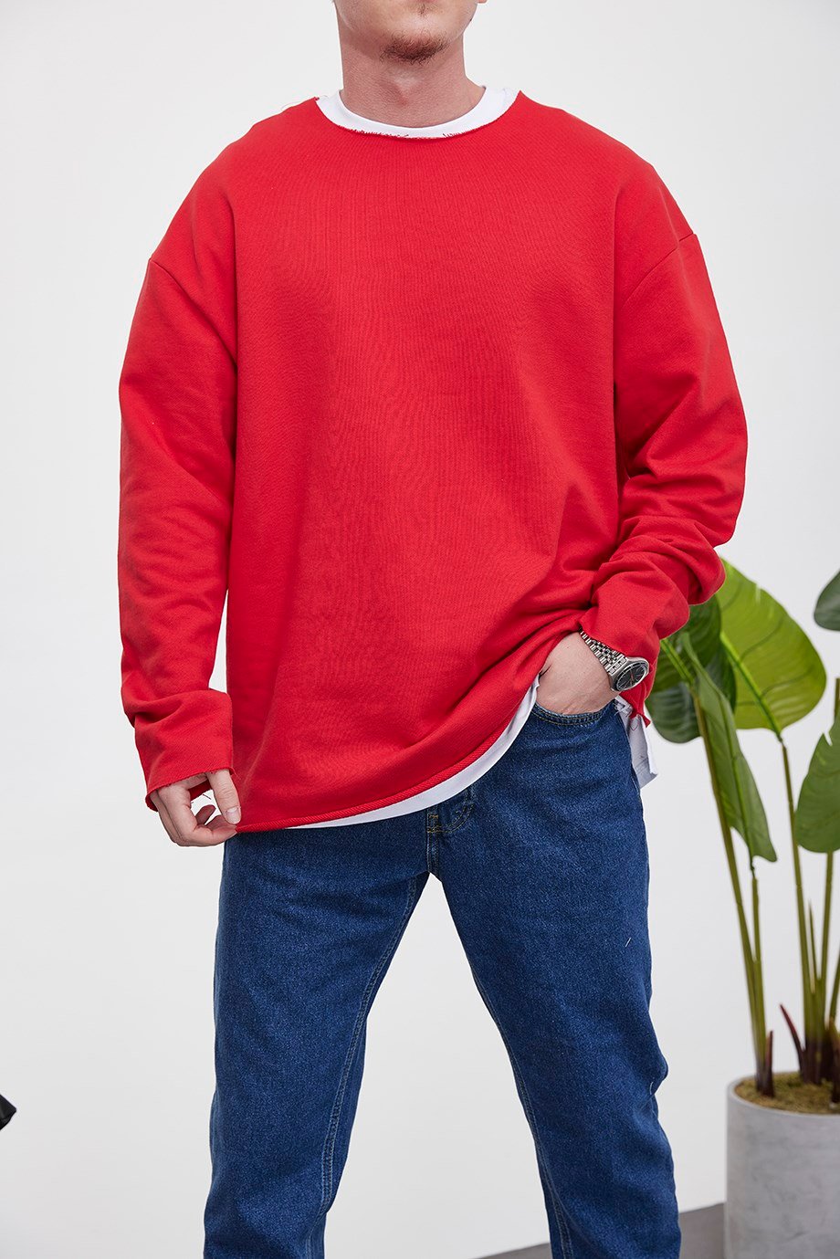 Nomarc Pis Yaka Kırmızı Sweatshirt