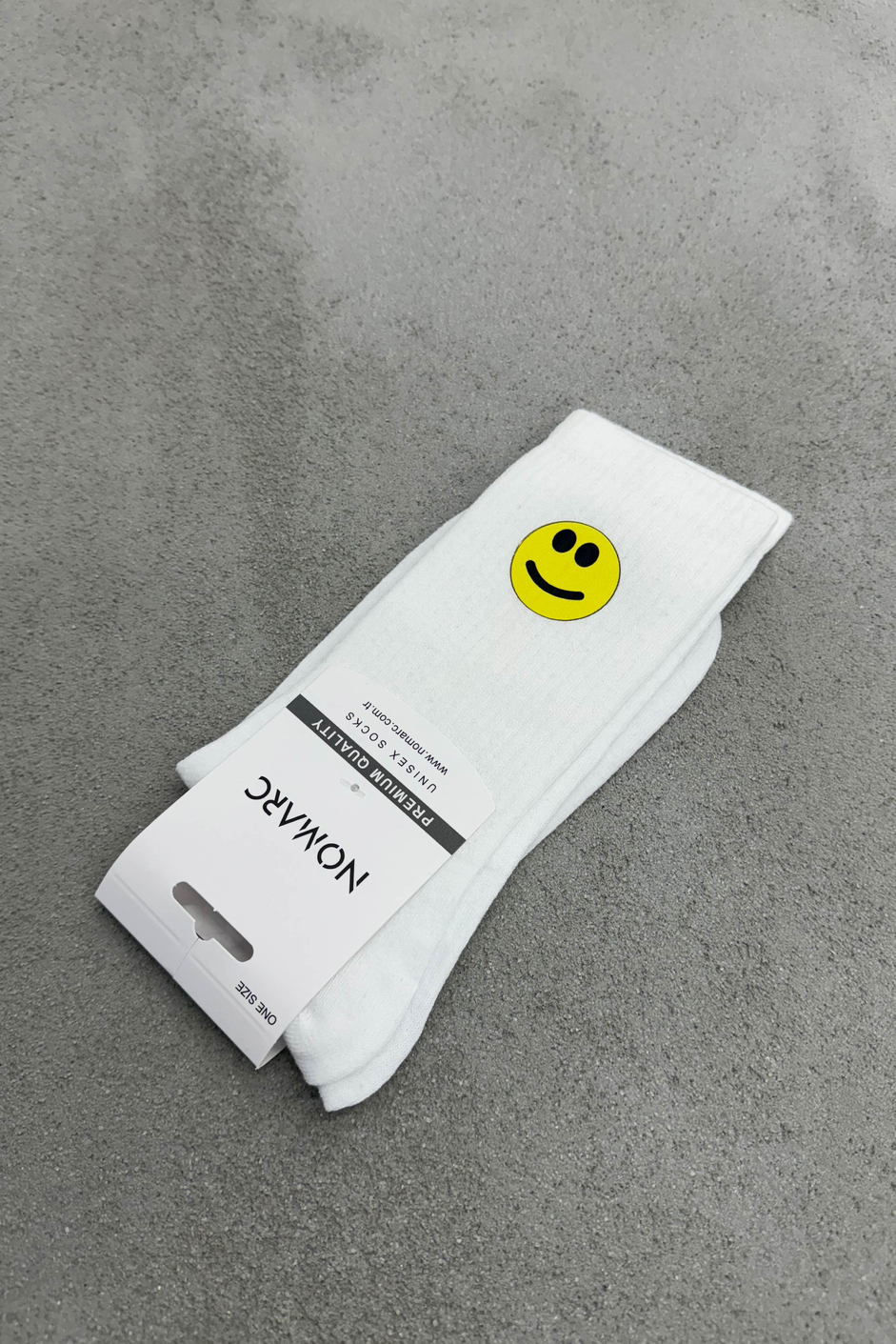 Nomarc Smiley Baskılı Beyaz Çorap