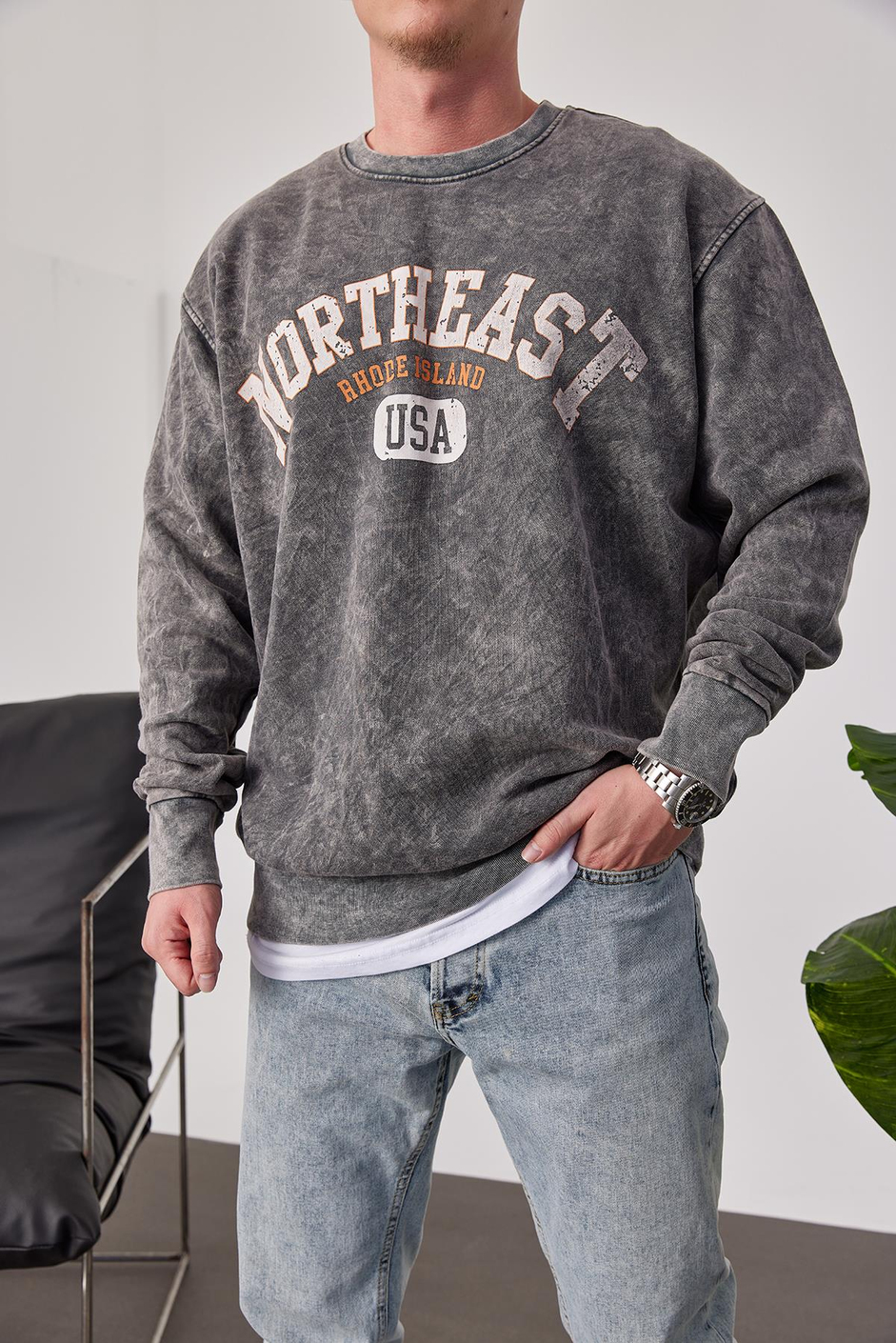 Northeast Yıkamalı Füme Sweatshirt