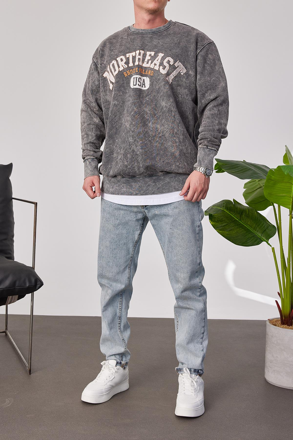 Northeast Yıkamalı Füme Sweatshirt