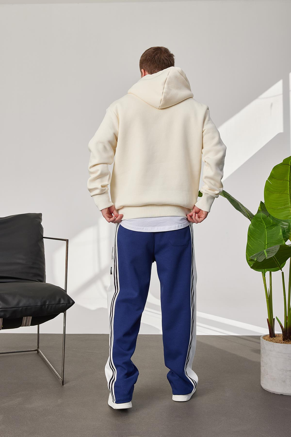 NYC Baskılı Krem Kapüşonlu Sweatshirt