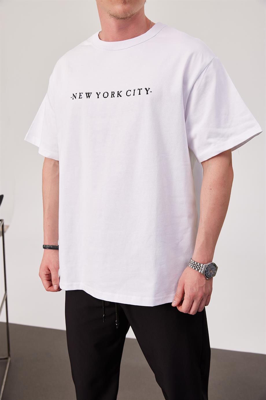 NYC Flame Beyaz Tshirt