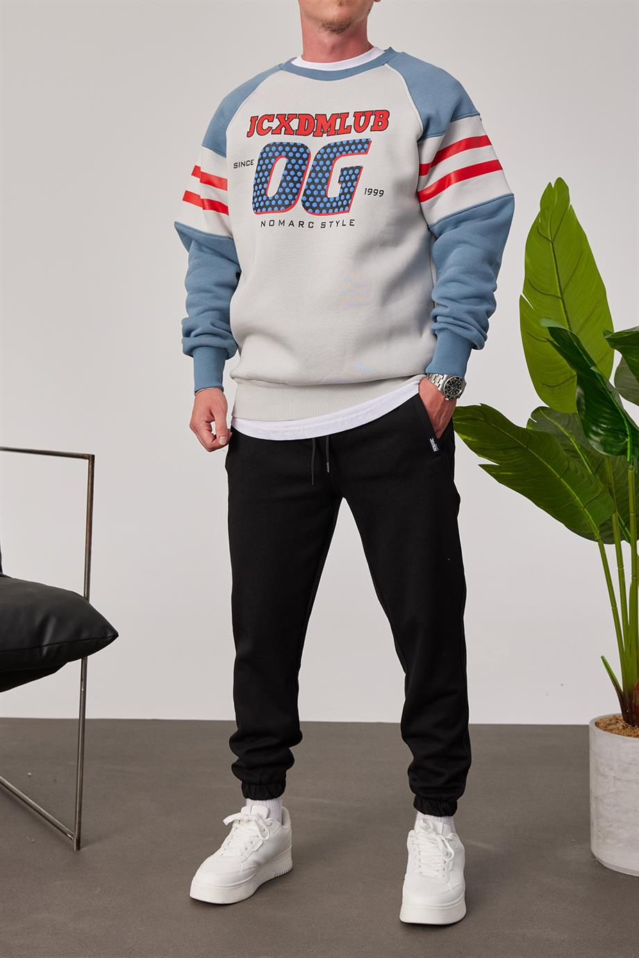 OG Baskılı Gri Sweatshirt