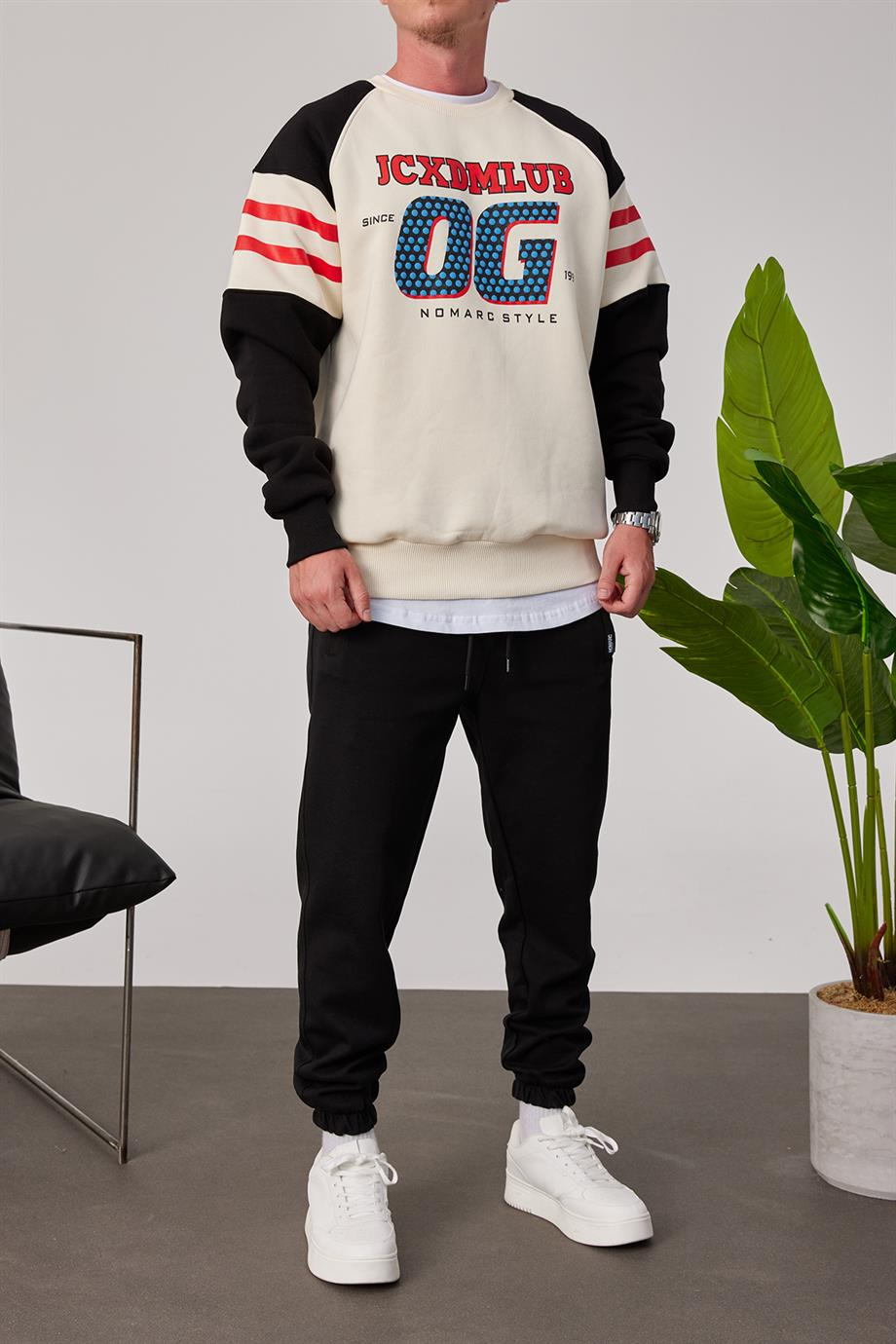 OG Baskılı Krem Sweatshirt