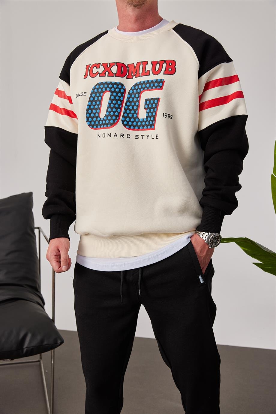 OG Baskılı Krem Sweatshirt