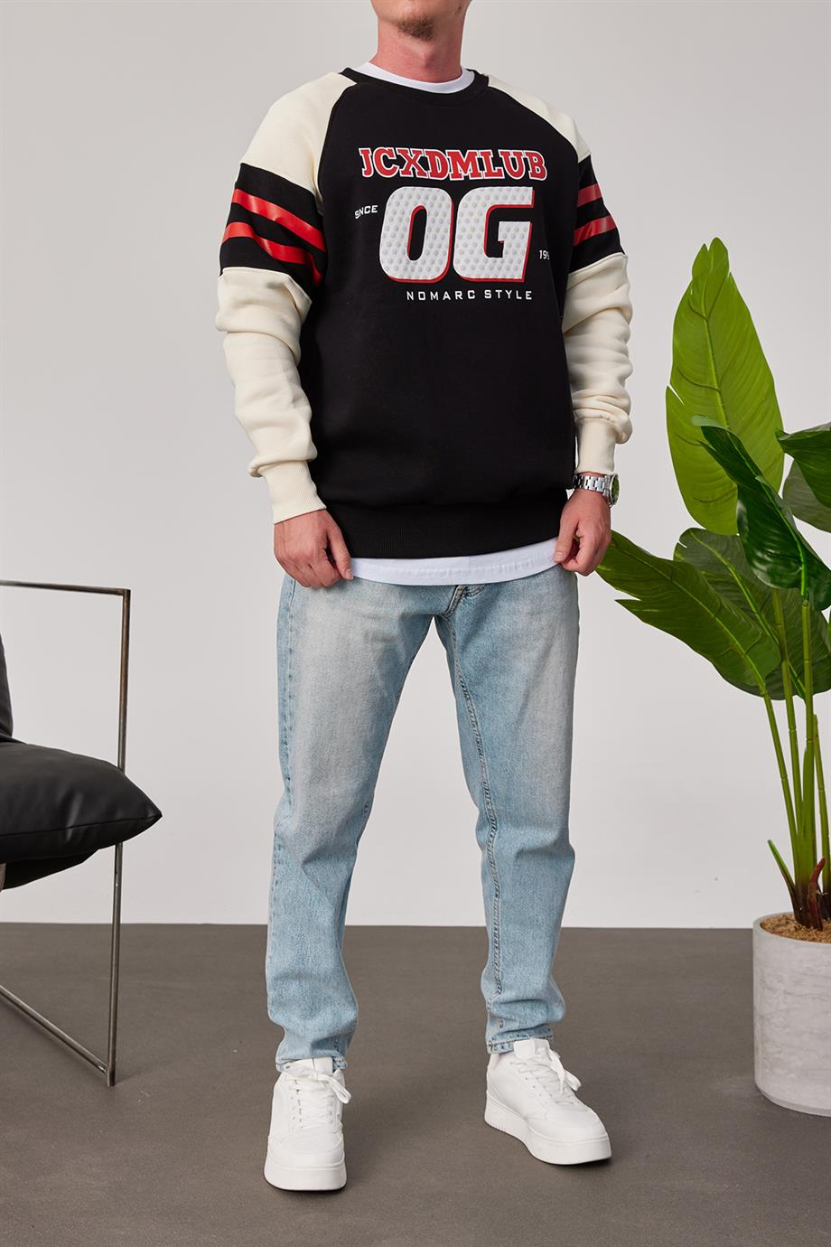OG Baskılı Siyah Sweatshirt