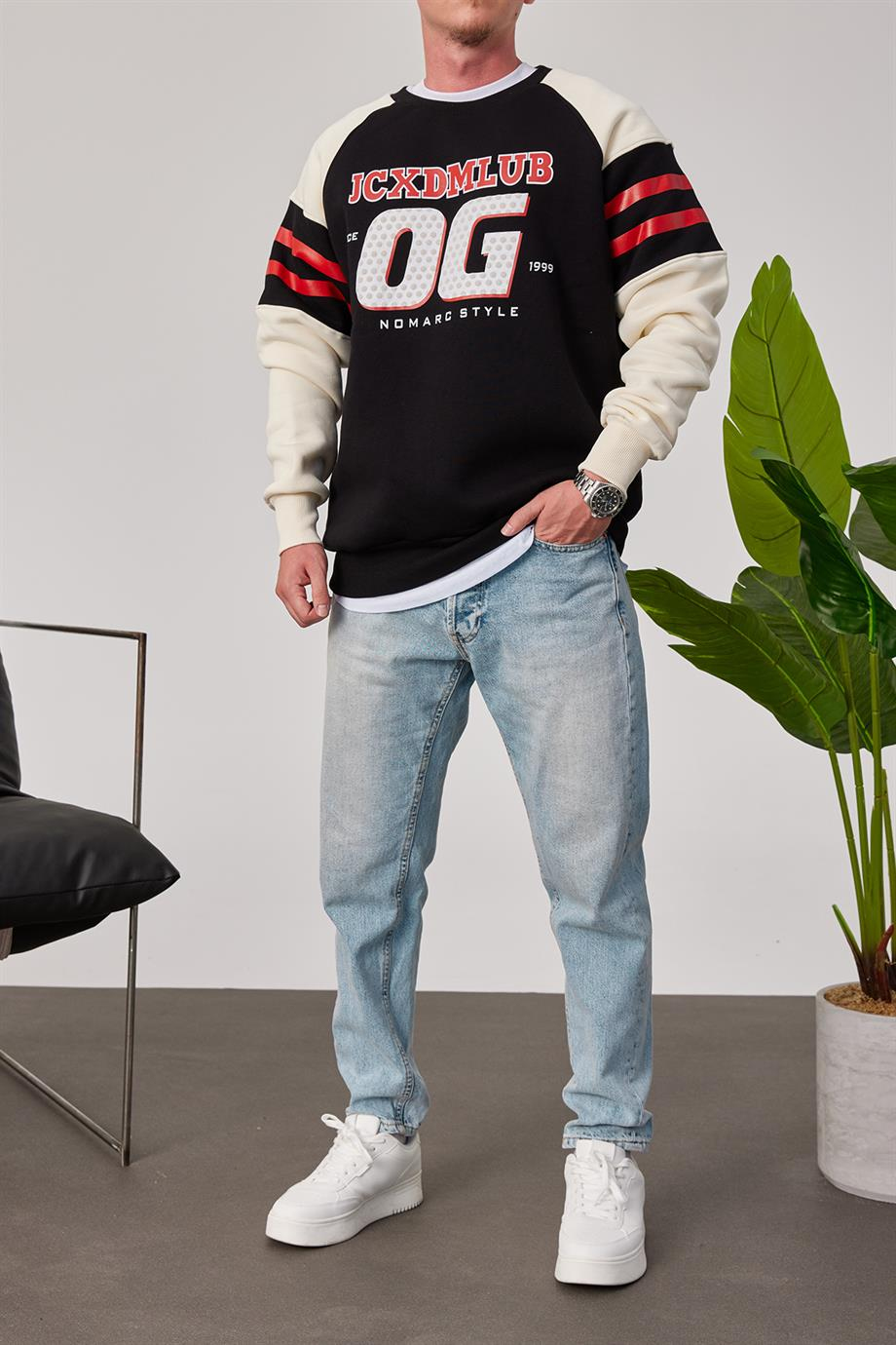 OG Baskılı Siyah Sweatshirt