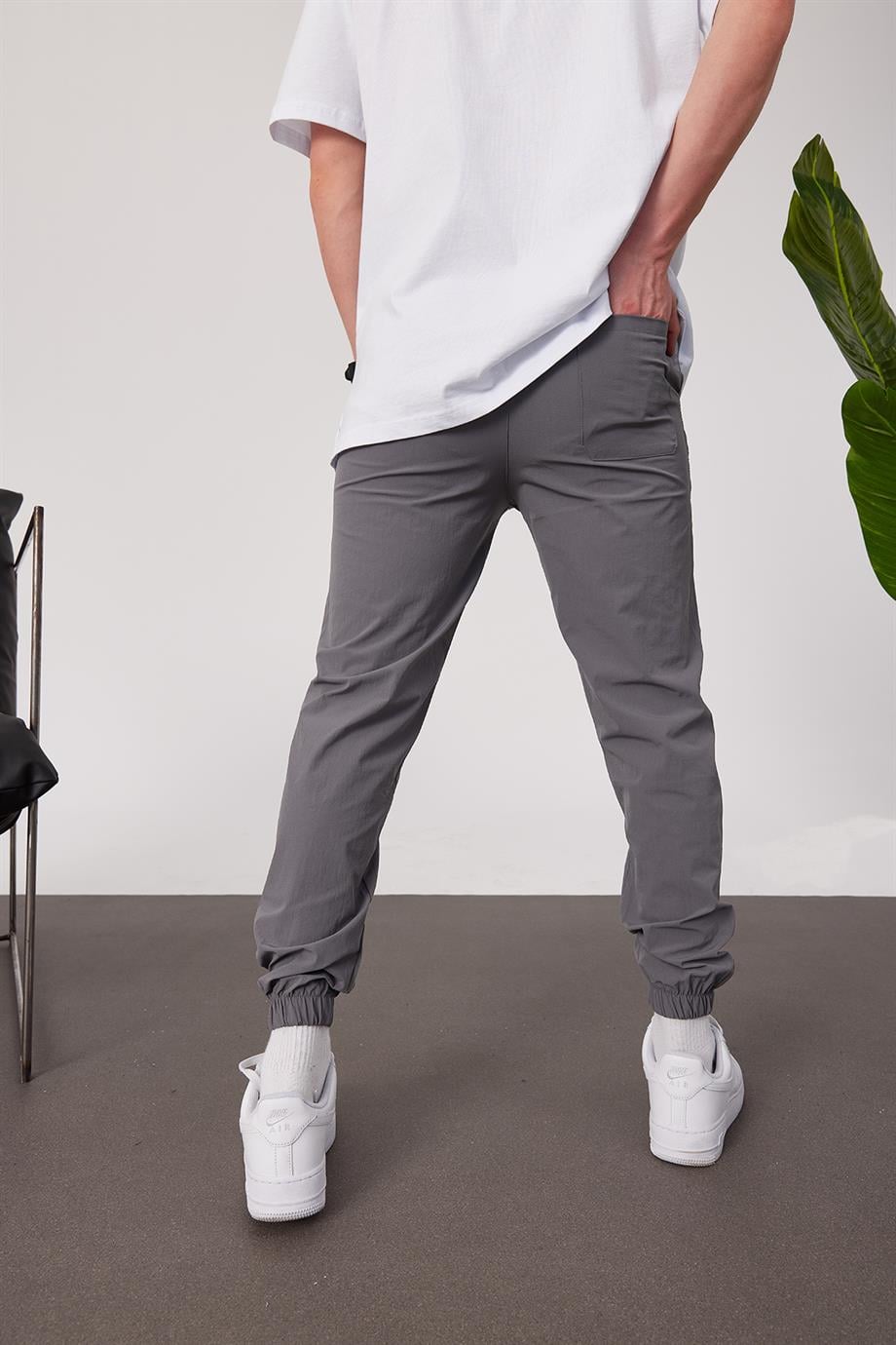Paraşüt Kumaş Gri Jogging