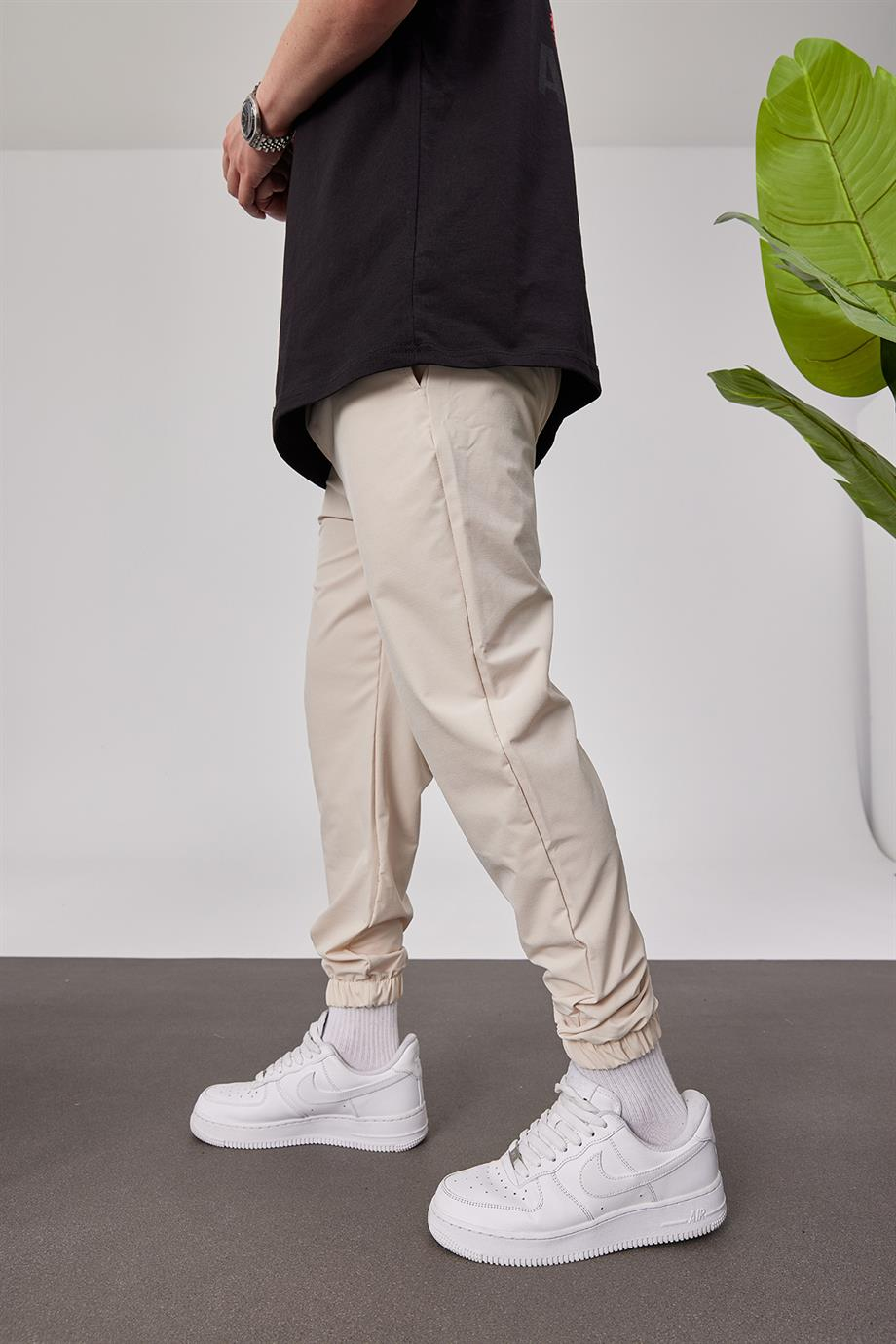 Paraşüt Kumaş Krem Jogging