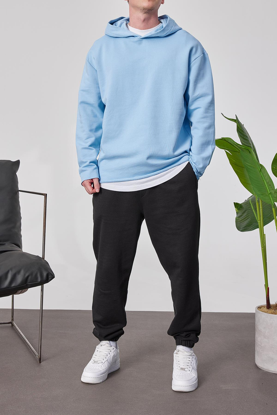 Pis Etek Kapüşonlu Bebe Mavisi Sweatshirt