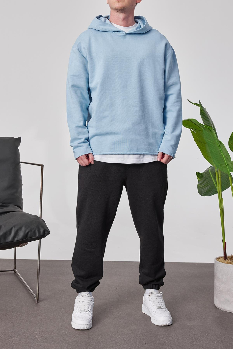 Pis Etek Kapüşonlu Bebe Mavisi Sweatshirt