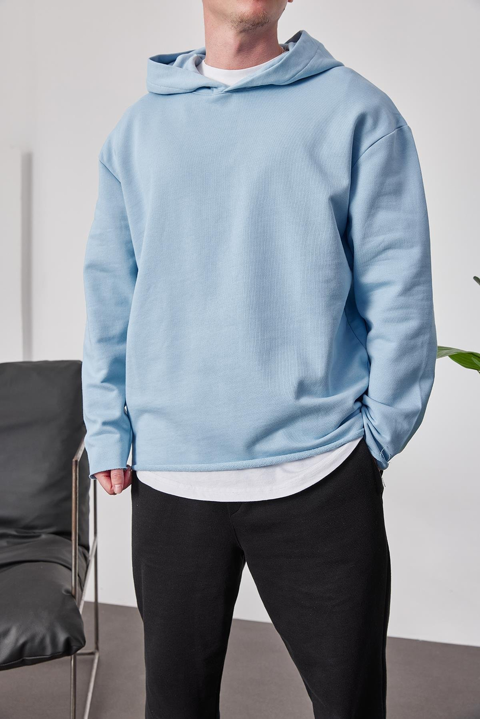 Pis Etek Kapüşonlu Bebe Mavisi Sweatshirt