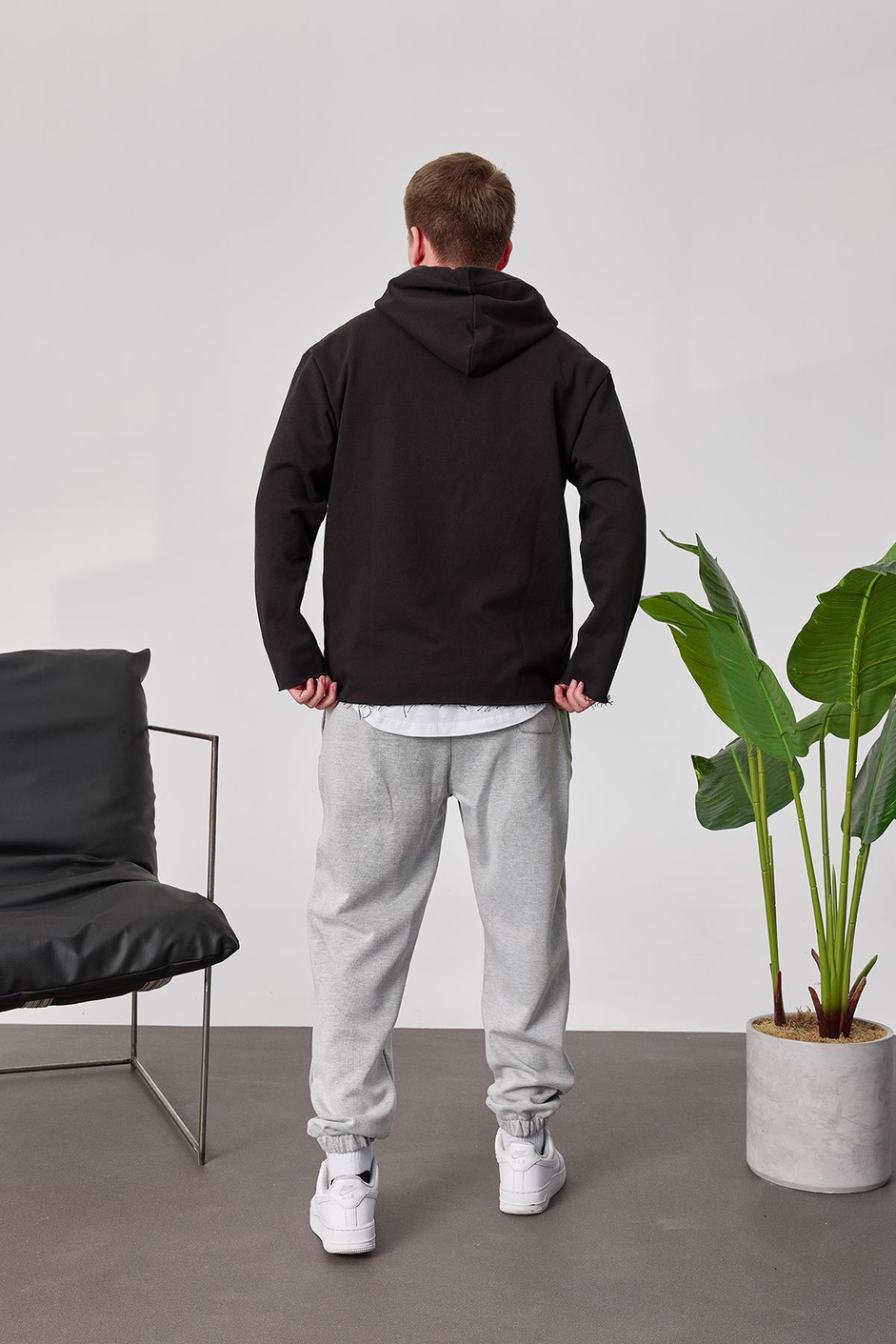 Pis Etek Kapüşonlu Siyah Sweatshirt