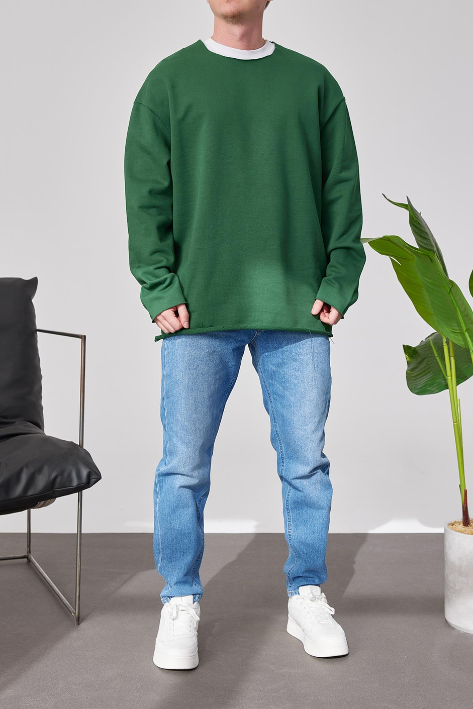 Pis Yaka Yeşil Sweatshirt