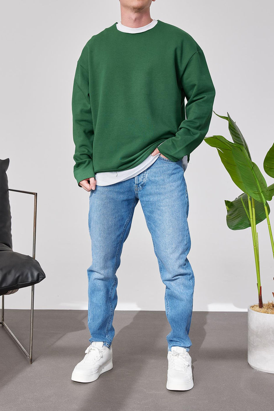 Pis Yaka Yeşil Sweatshirt