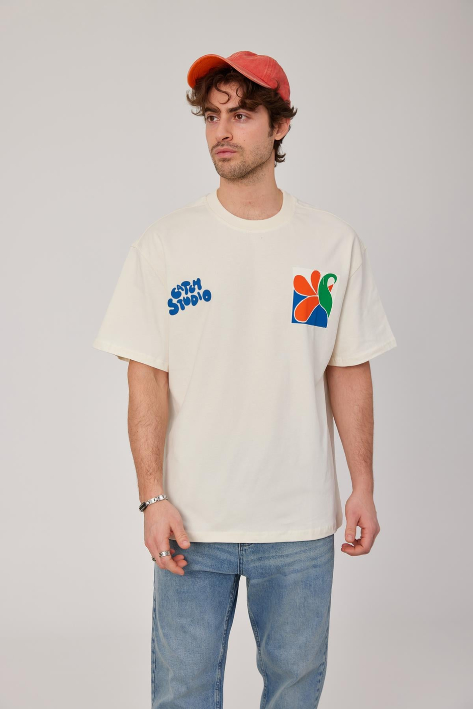 Renkli Baskılı Ekru Tshirt