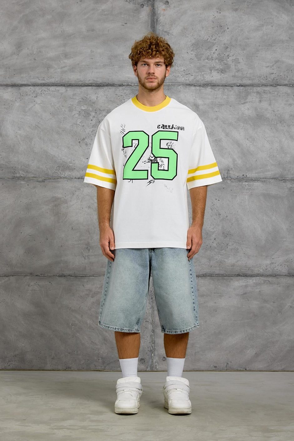 Sarı 25 BASKI OVERSIZE TSHIRT