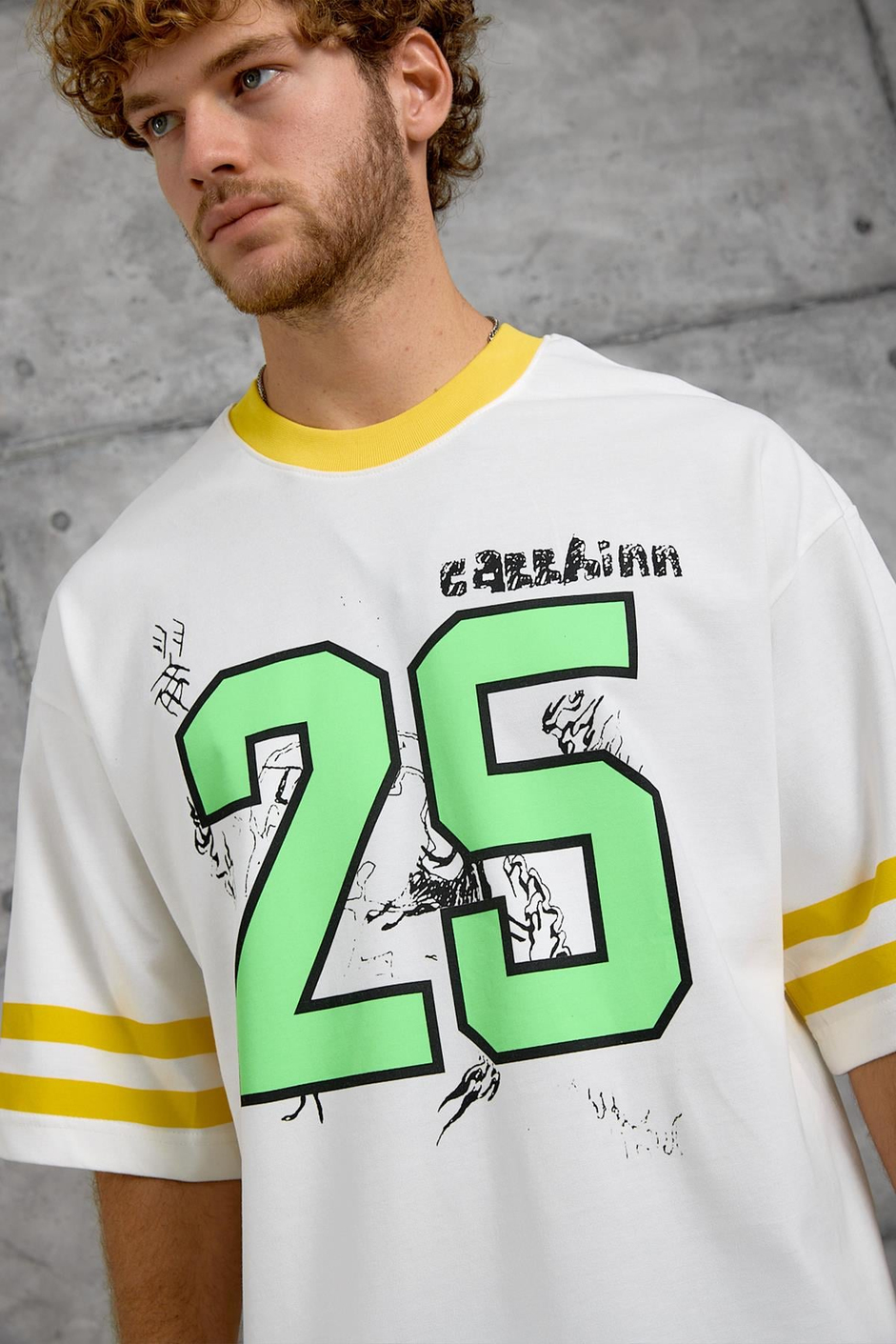 Sarı 25 BASKI OVERSIZE TSHIRT