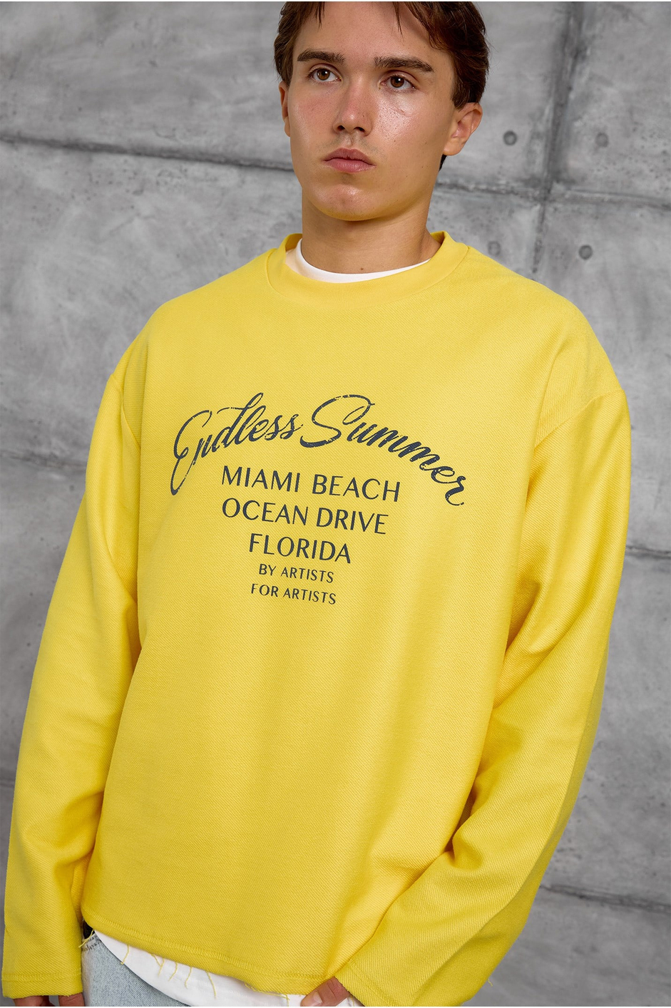 Sarı BASKILI DOKUMA KUMAŞ SWEATSHIRT