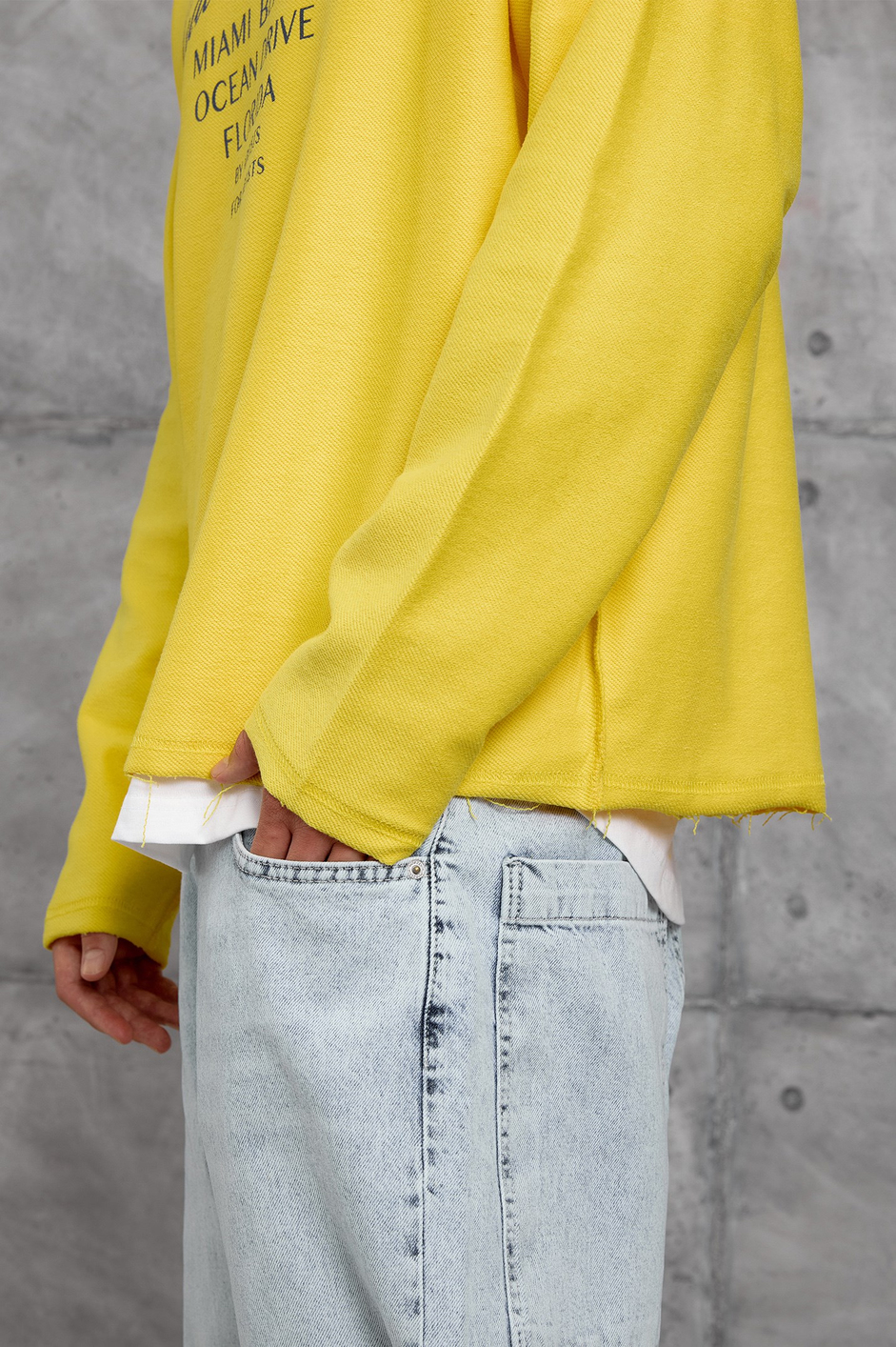 Sarı BASKILI DOKUMA KUMAŞ SWEATSHIRT