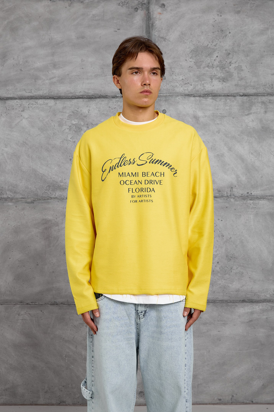 Sarı BASKILI DOKUMA KUMAŞ SWEATSHIRT