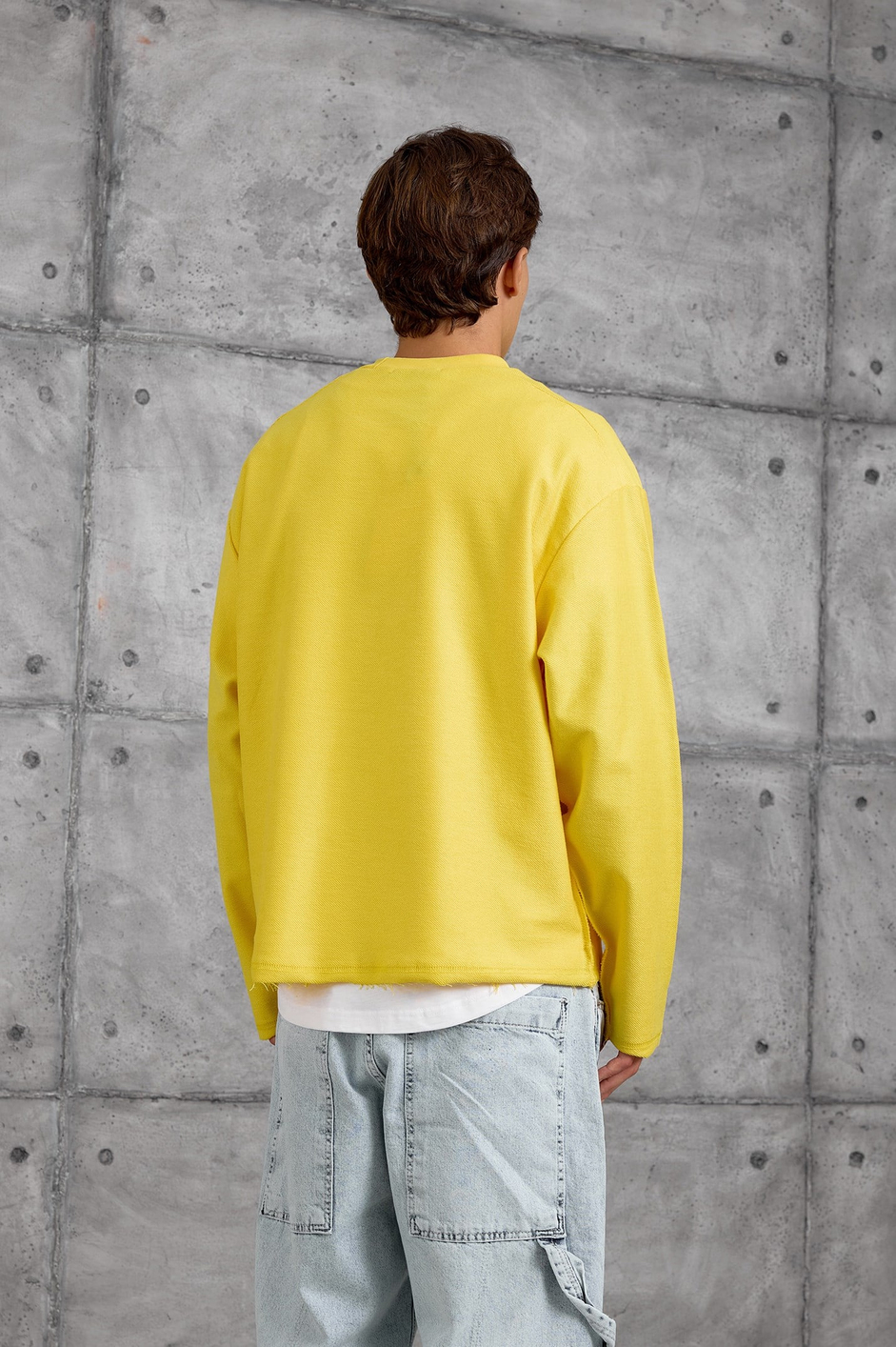 Sarı BASKILI DOKUMA KUMAŞ SWEATSHIRT