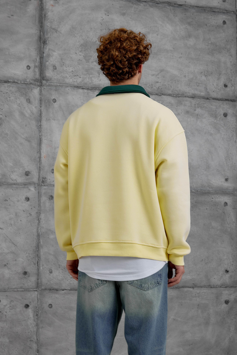 Sarı BRASİL YAZILI YARIM FERMUARLI SWEATSHİRT