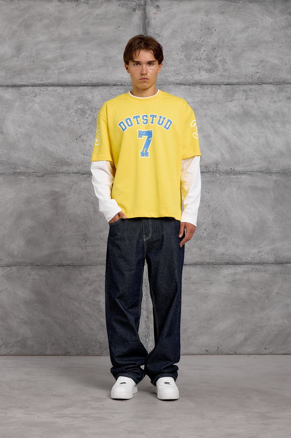 Sarı DOTSTUD 7 BASKILI OVERSIZE SWEATSHIRT