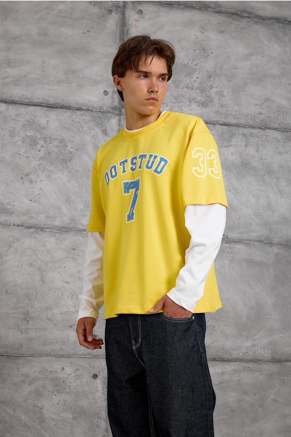 Sarı DOTSTUD 7 BASKILI OVERSIZE SWEATSHIRT