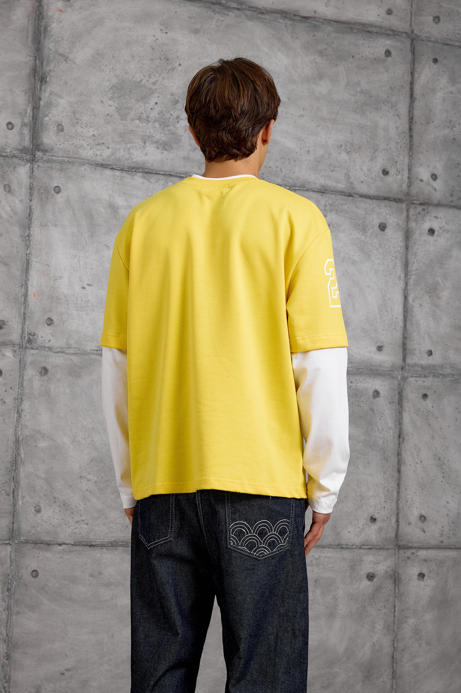 Sarı DOTSTUD 7 BASKILI OVERSIZE SWEATSHIRT