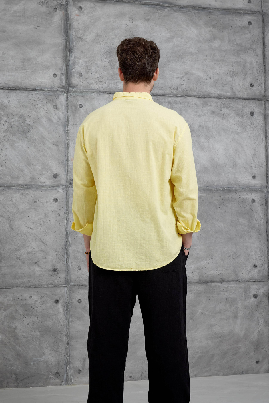 Sarı Gst Keten Oversize Gömlek
