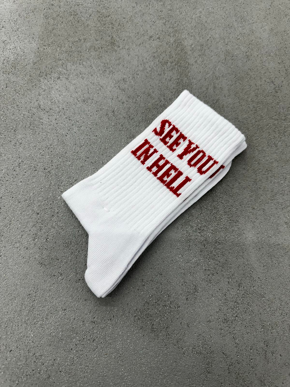 See U In Hell Beyaz Çorap