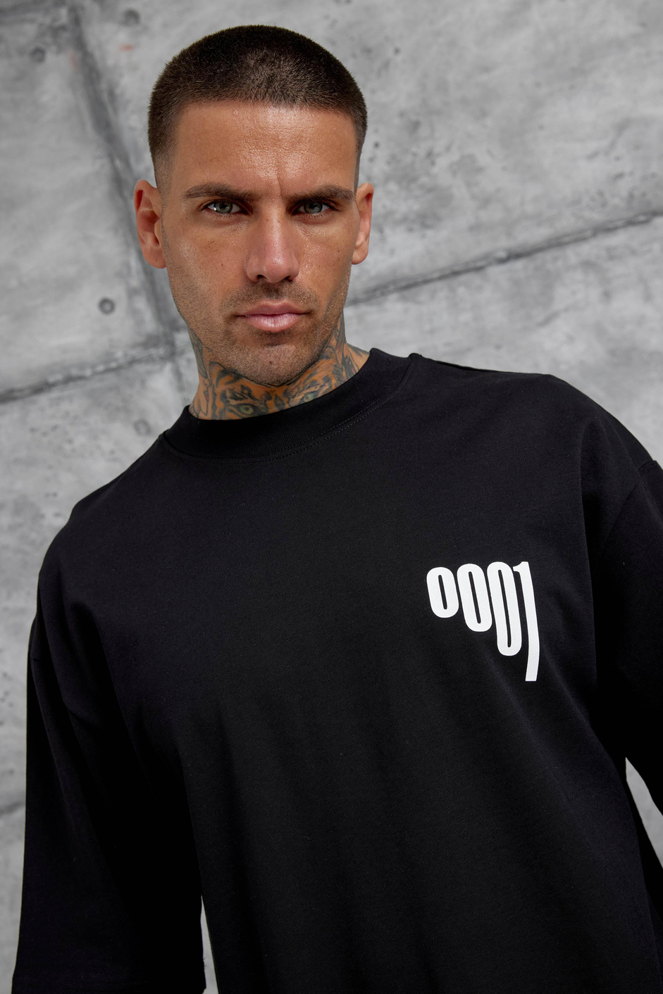 Siyah 0001 Yazılı Oversize Tshirt