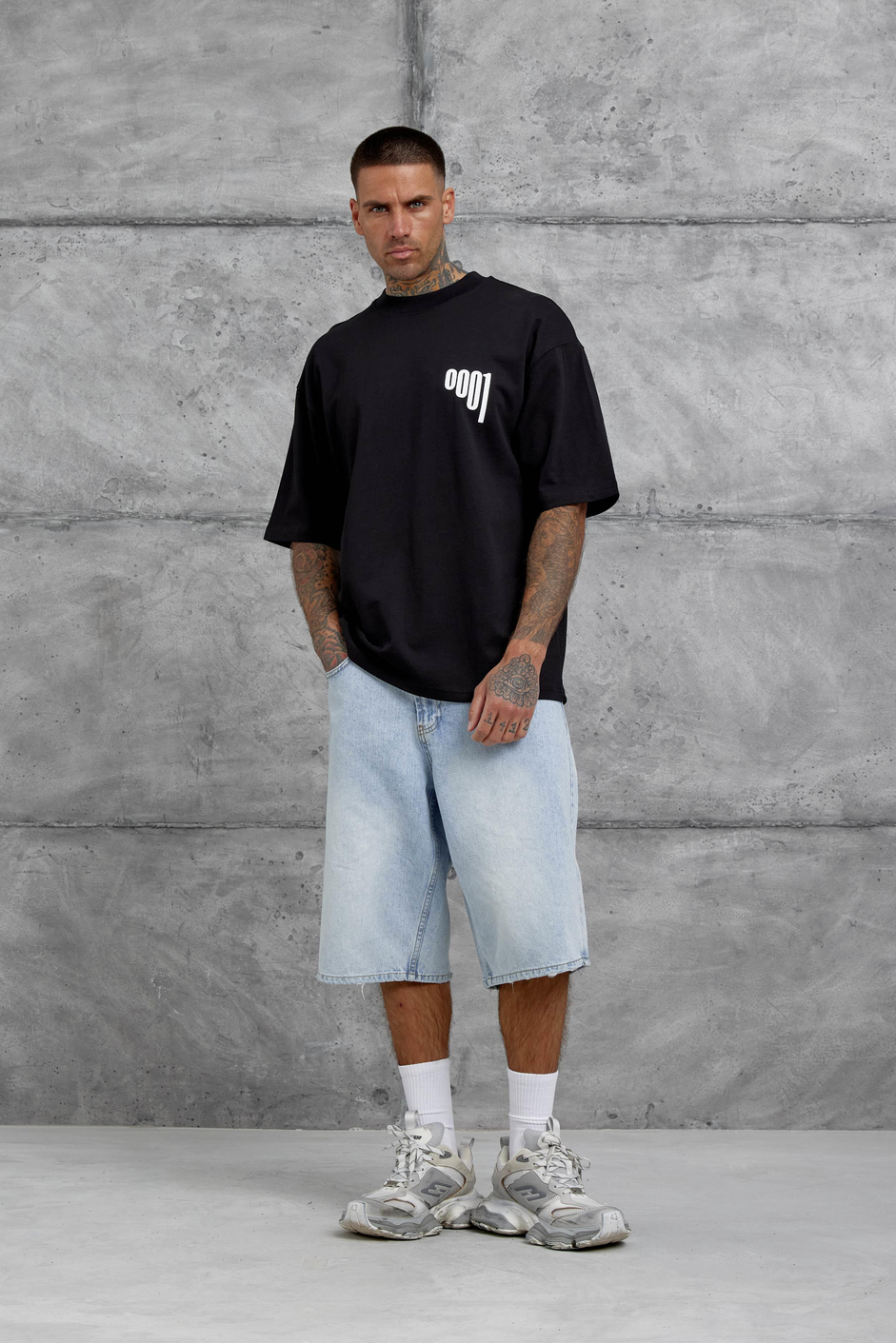 Siyah 0001 Yazılı Oversize Tshirt