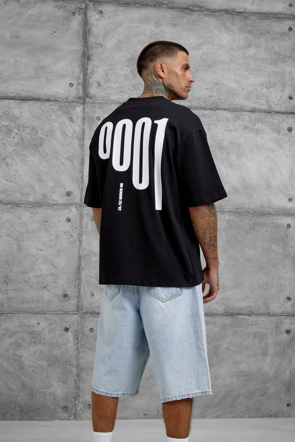 Siyah 0001 Yazılı Oversize Tshirt