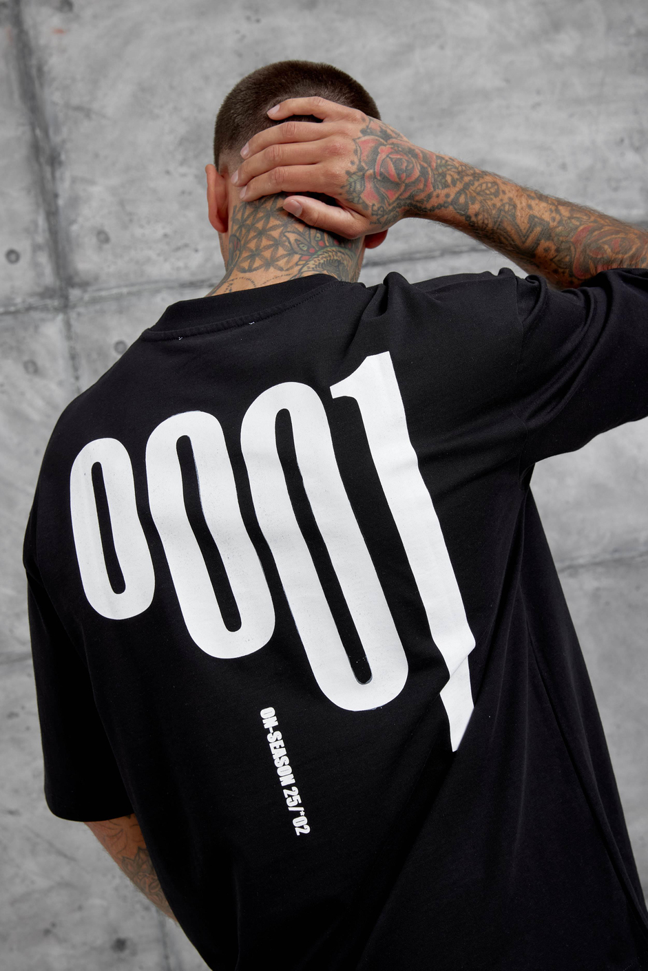 Siyah 0001 Yazılı Oversize Tshirt