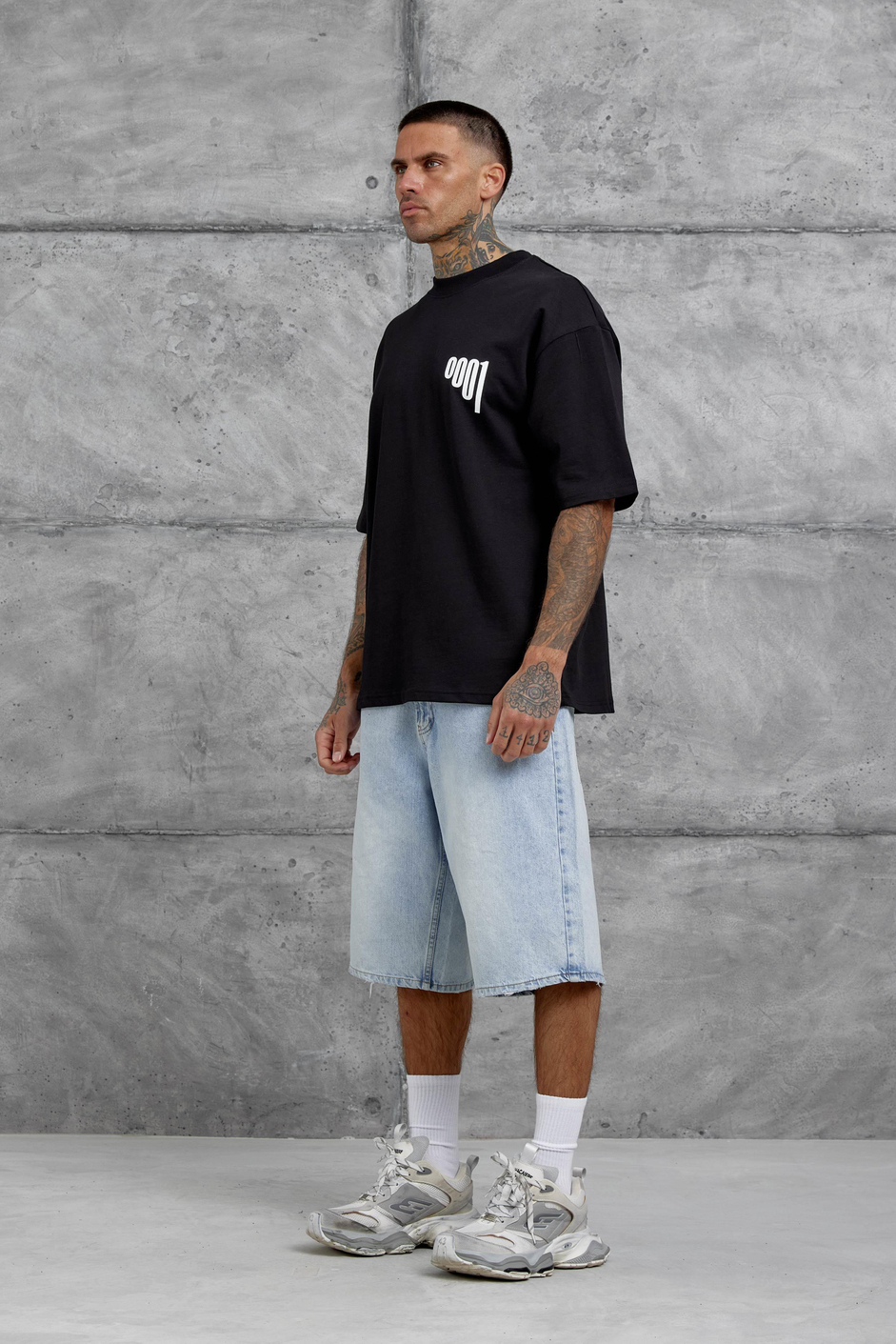 Siyah 0001 Yazılı Oversize Tshirt