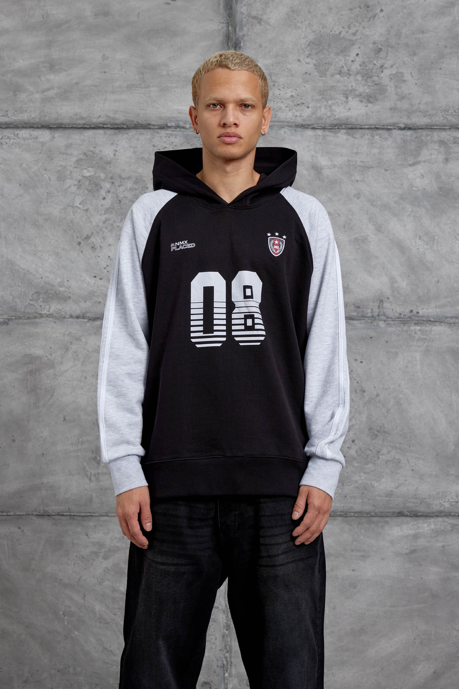 Siyah 08 BASKILI OVERSİZE KAPUSONLU SWEATSHIRT