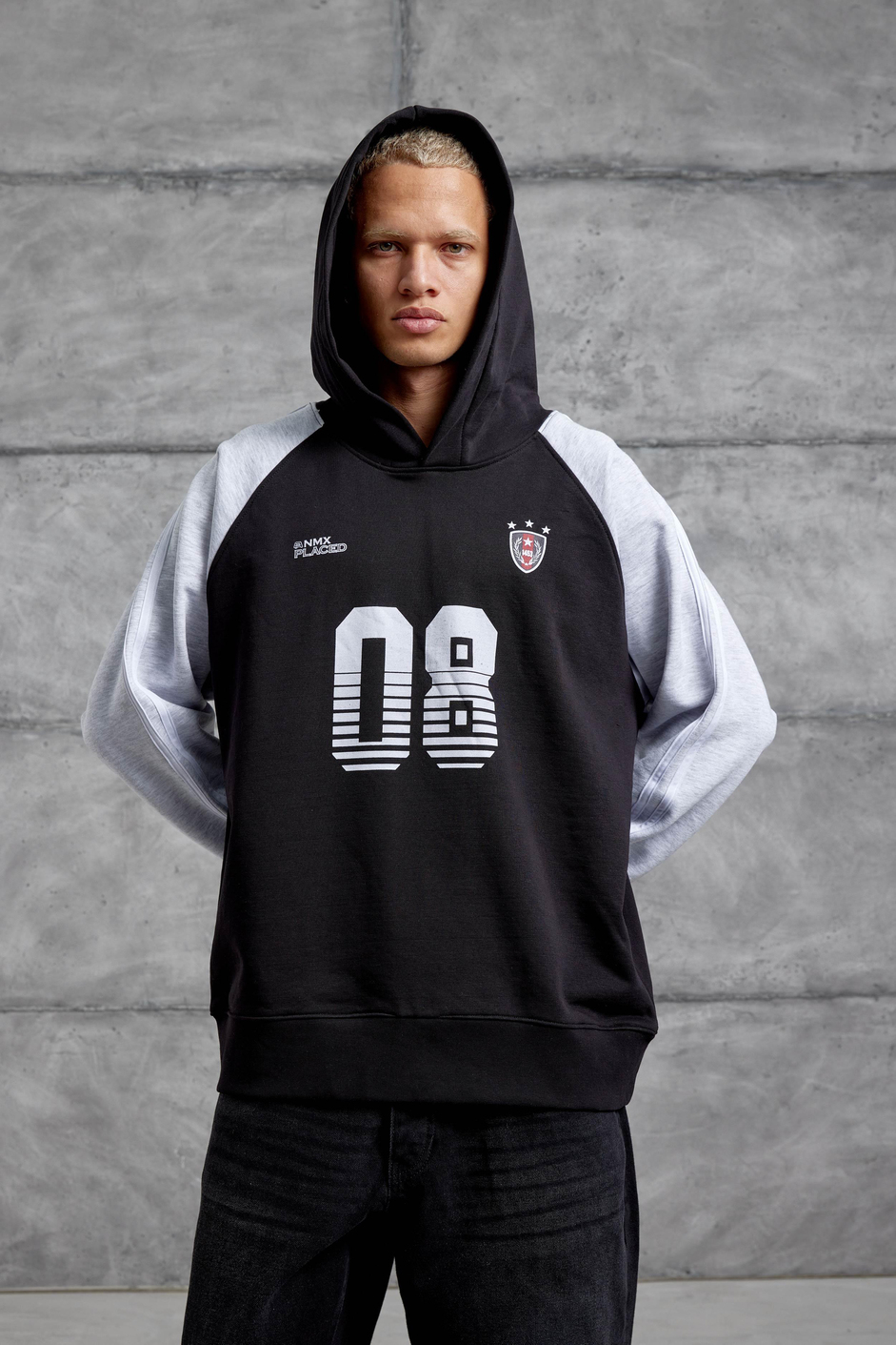 Siyah 08 BASKILI OVERSİZE KAPUSONLU SWEATSHIRT