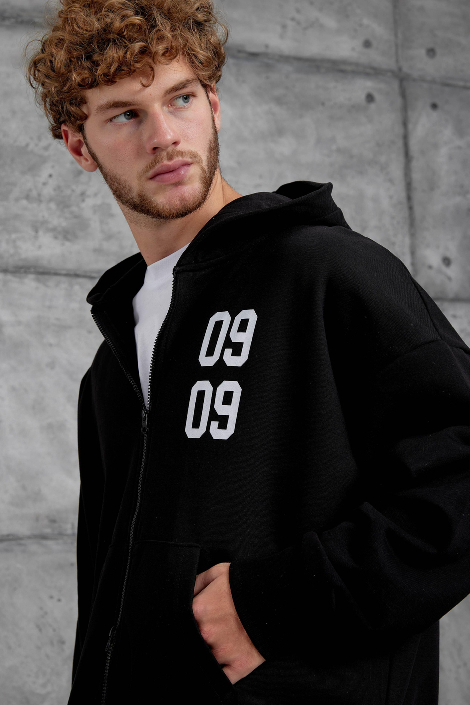 Siyah 0909 Baskılı Oversize Eşofman Takımı