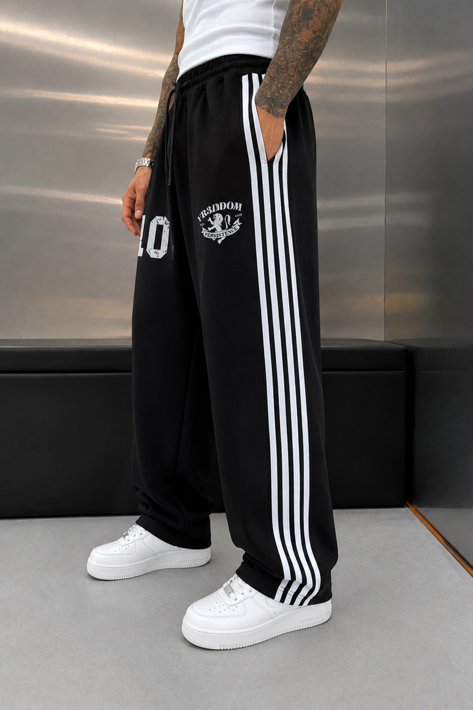 Siyah 10 RETURNED BAGGY EŞOFMAN ALTI