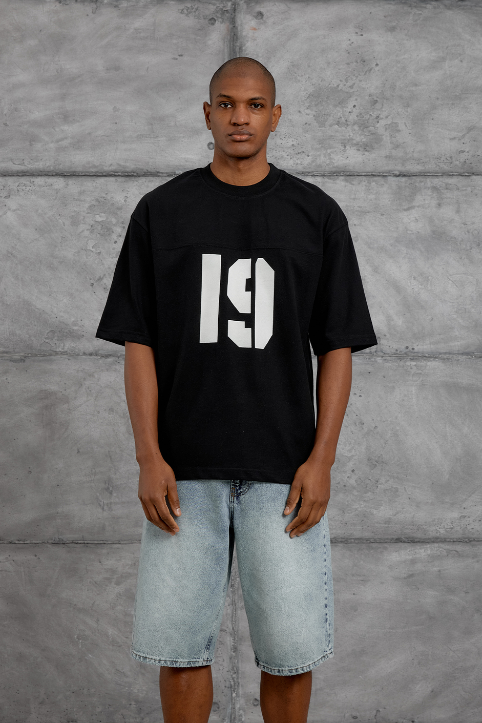 Siyah 19 BASKILI OVERSIZE TSHIRT