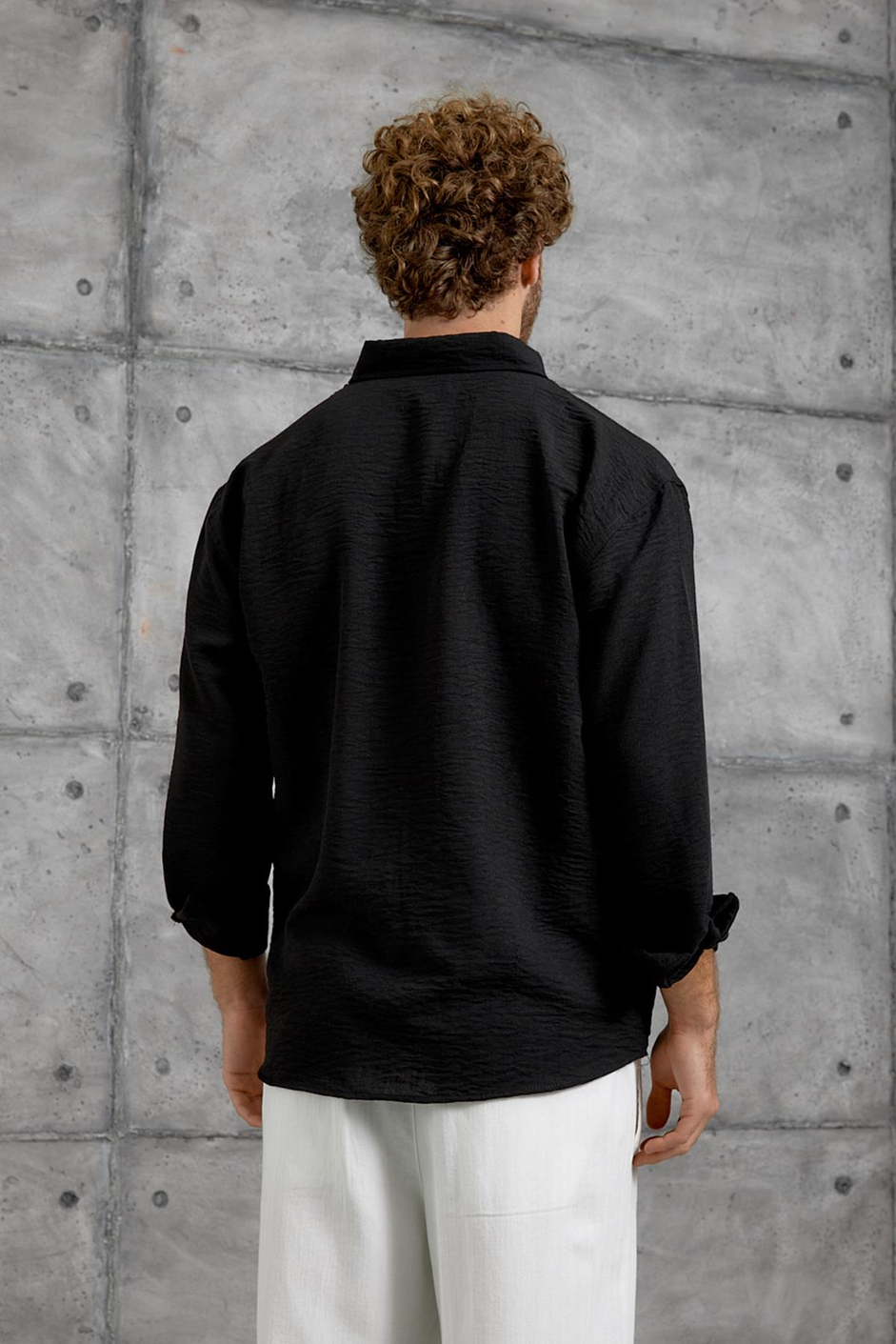Siyah 251 KETEN OVERSIZE GÖMLEK