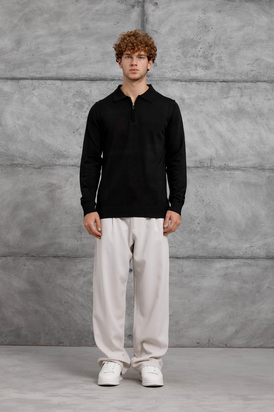 Siyah 251 YARIM FERMUARLI POLO YAKA BASIC TRIKO