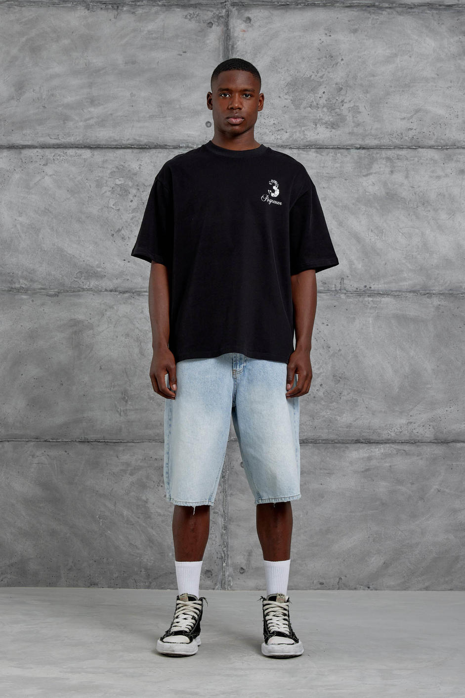 Siyah 3 Ragecure Baskılı Oversize Tshirt
